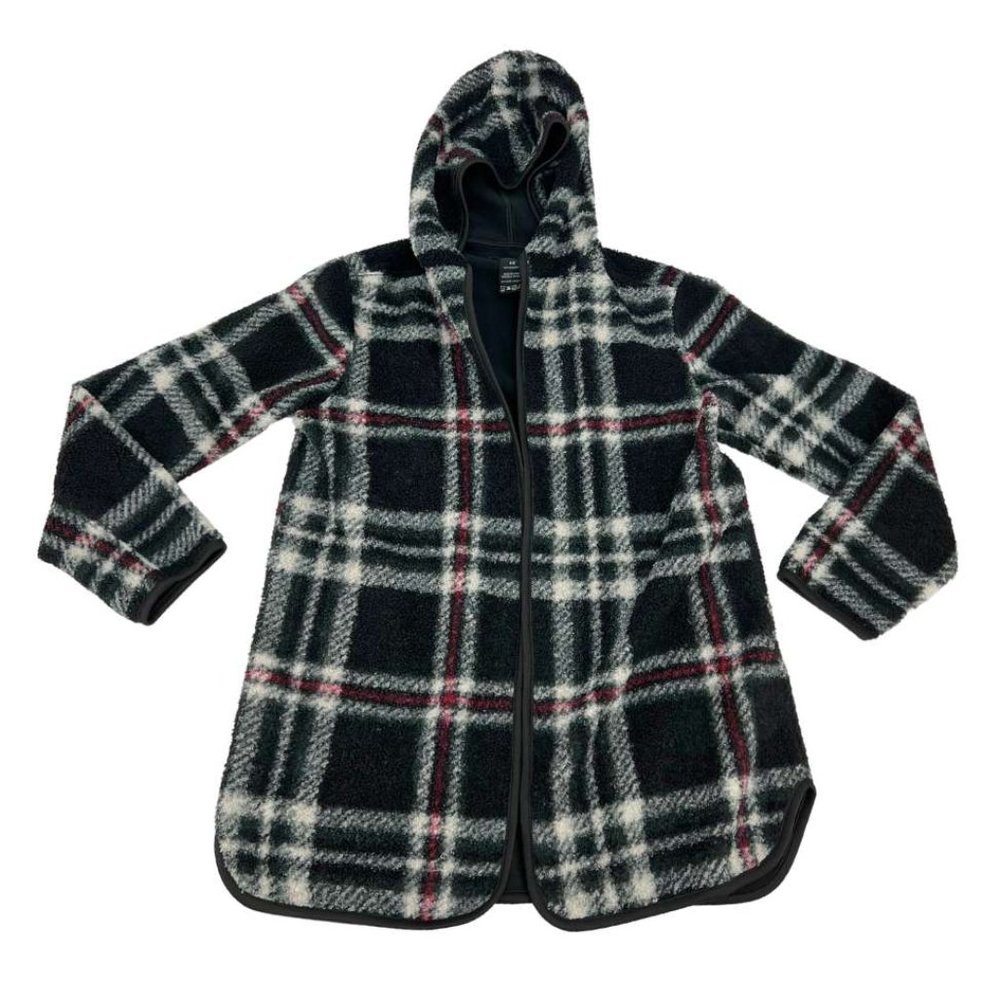 Santana | Women's Reversible Open Cardigan | Black Plaid | Size S/M